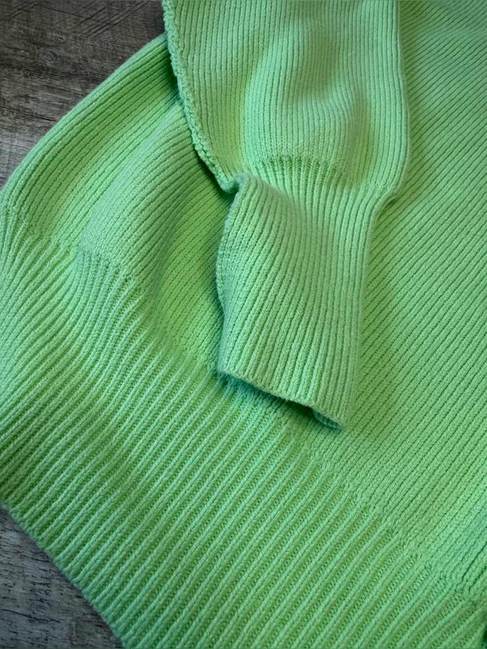 Free People Lime Green Mock Neck Sweater, Drop Sleeve, Roomy - Picture 6 of 13